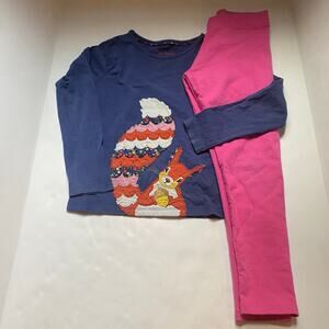 Mini Boden Squirrel Appliqué & Pink Cozy Pants Outfit